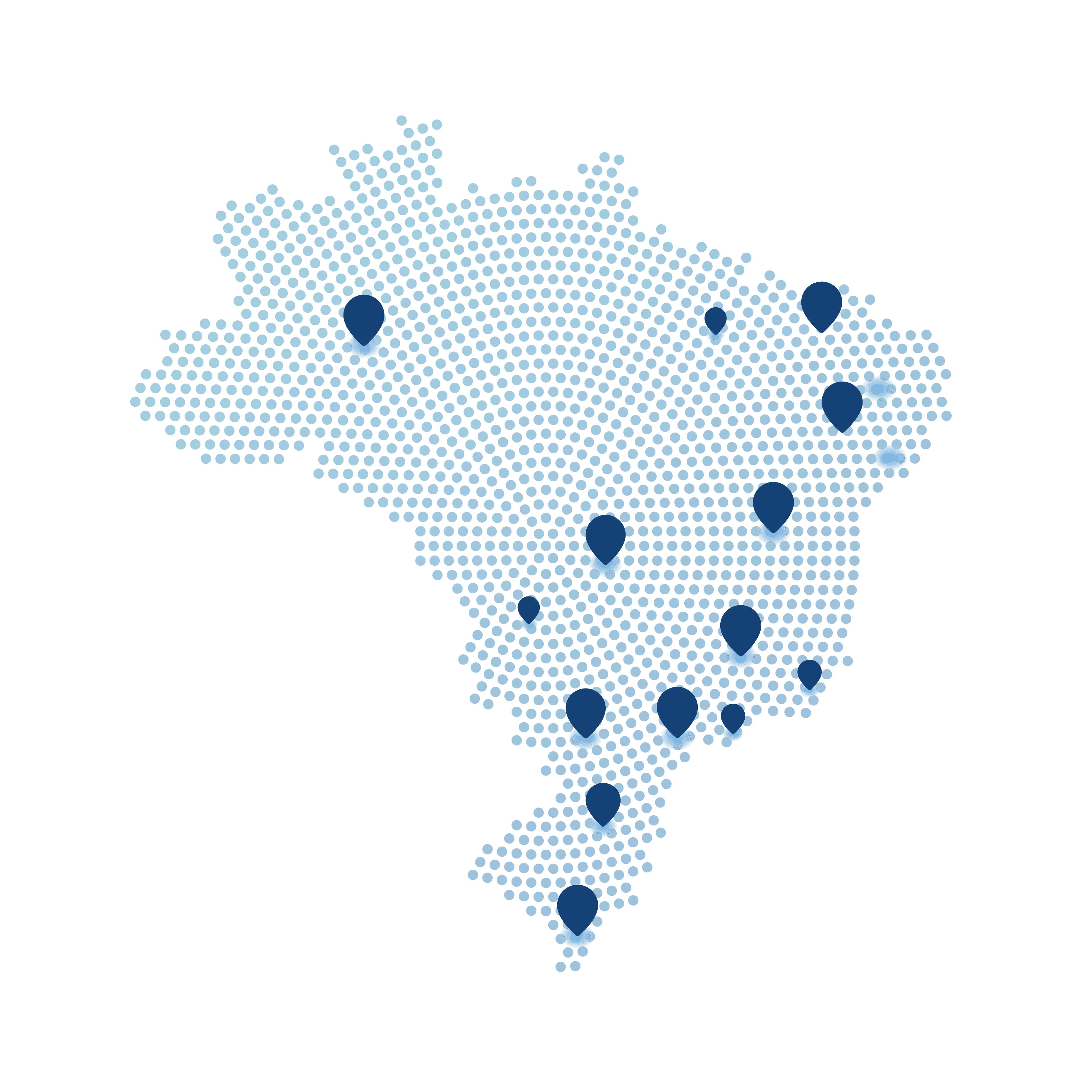 Mapa do Brasil destacando nossa presença em todo território nacional com pontos de parceria médica